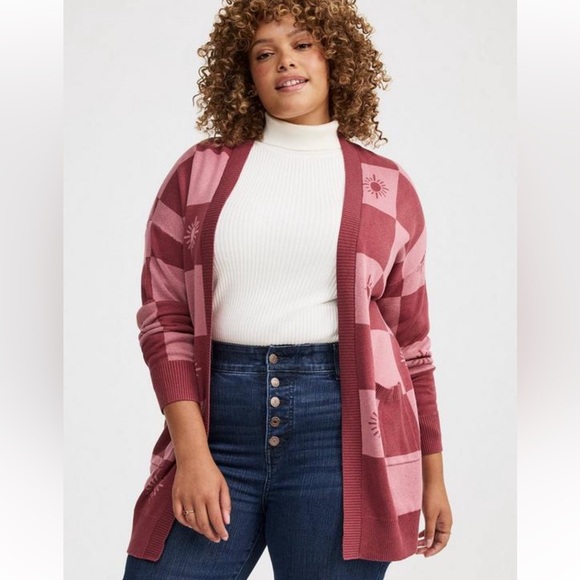 torrid Sweaters - Torrid Pink Drop Cardigan